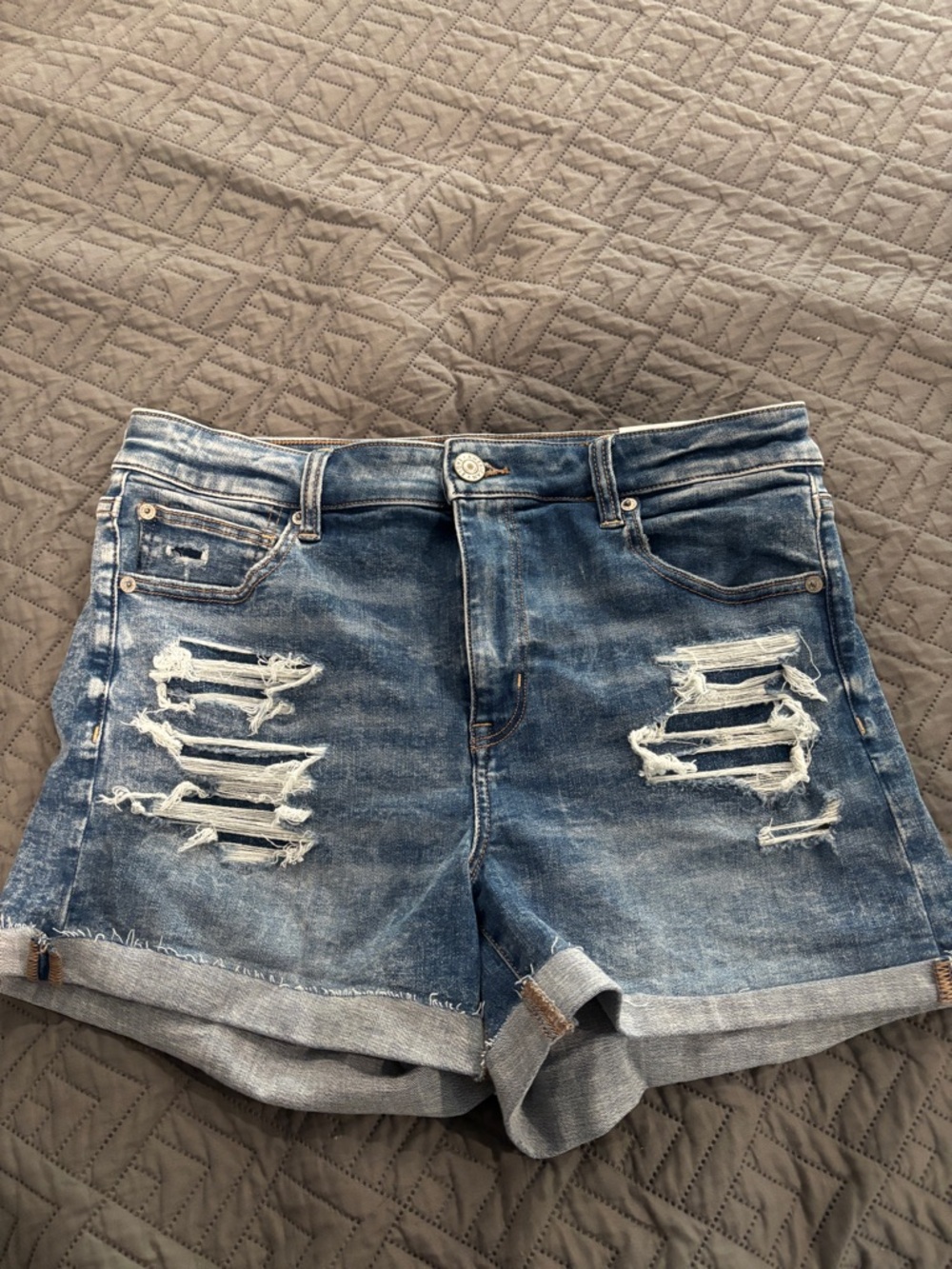American Eagle Outfitters Distressed Blue Denim Jean Shorts